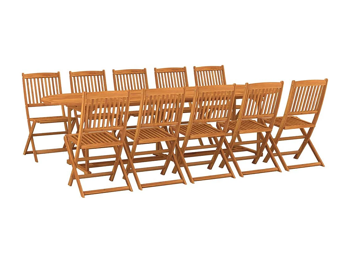 Muebles de comedor de jardín 11 piezas madera maciza de acacia 02_0014735