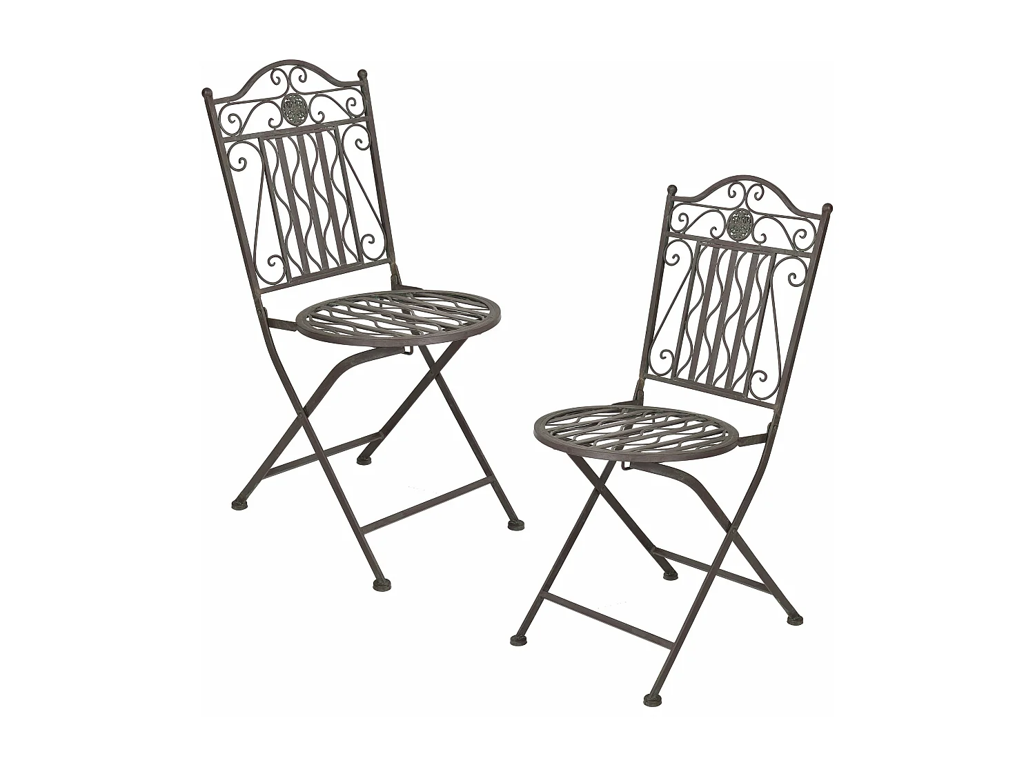 Set bistrot da giardino in metallo verde scuro con patina grigio chiaro 03_0006936