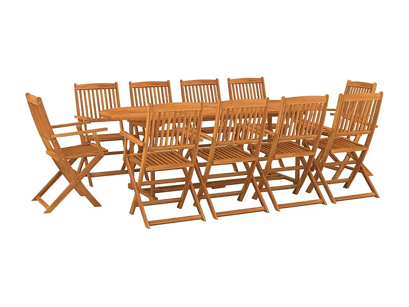 Muebles de comedor de jardín 11 piezas madera maciza de acacia 02_0014733