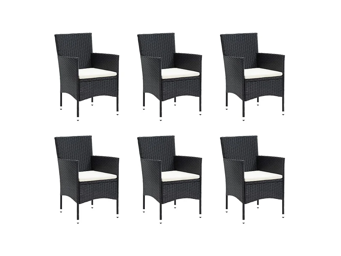 Mobili da pranzo e cuscini da giardino 7 pezzi in resina intrecciata nera 02_0014915