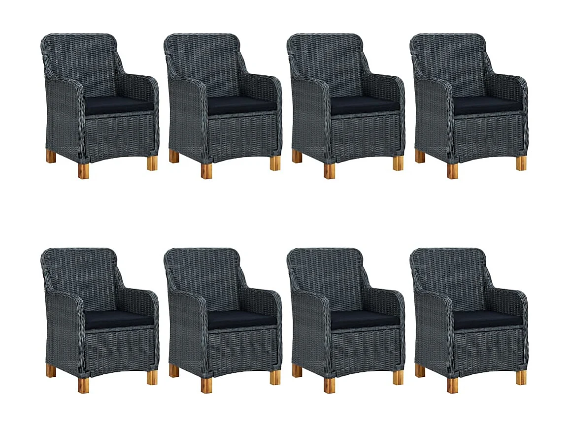 Conjunto de jantar de 9 peças com almofadas de resina tecida cinza escuro 02_0014645