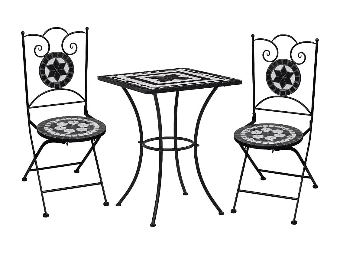 Mobili bistrot in mosaico 3 pezzi piastrelle in ceramica bianco/nero 02_0014508