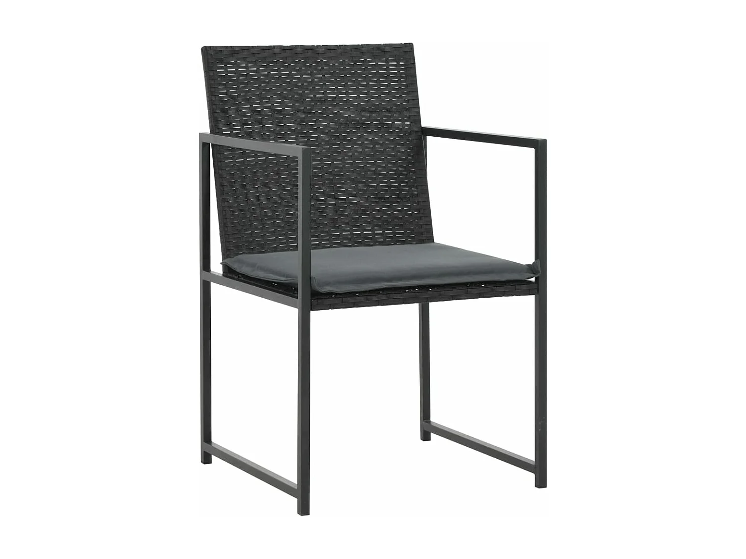 Mueble comedor de jardín de 7 piezas y cojines de resina tejida en negro 02_0014820