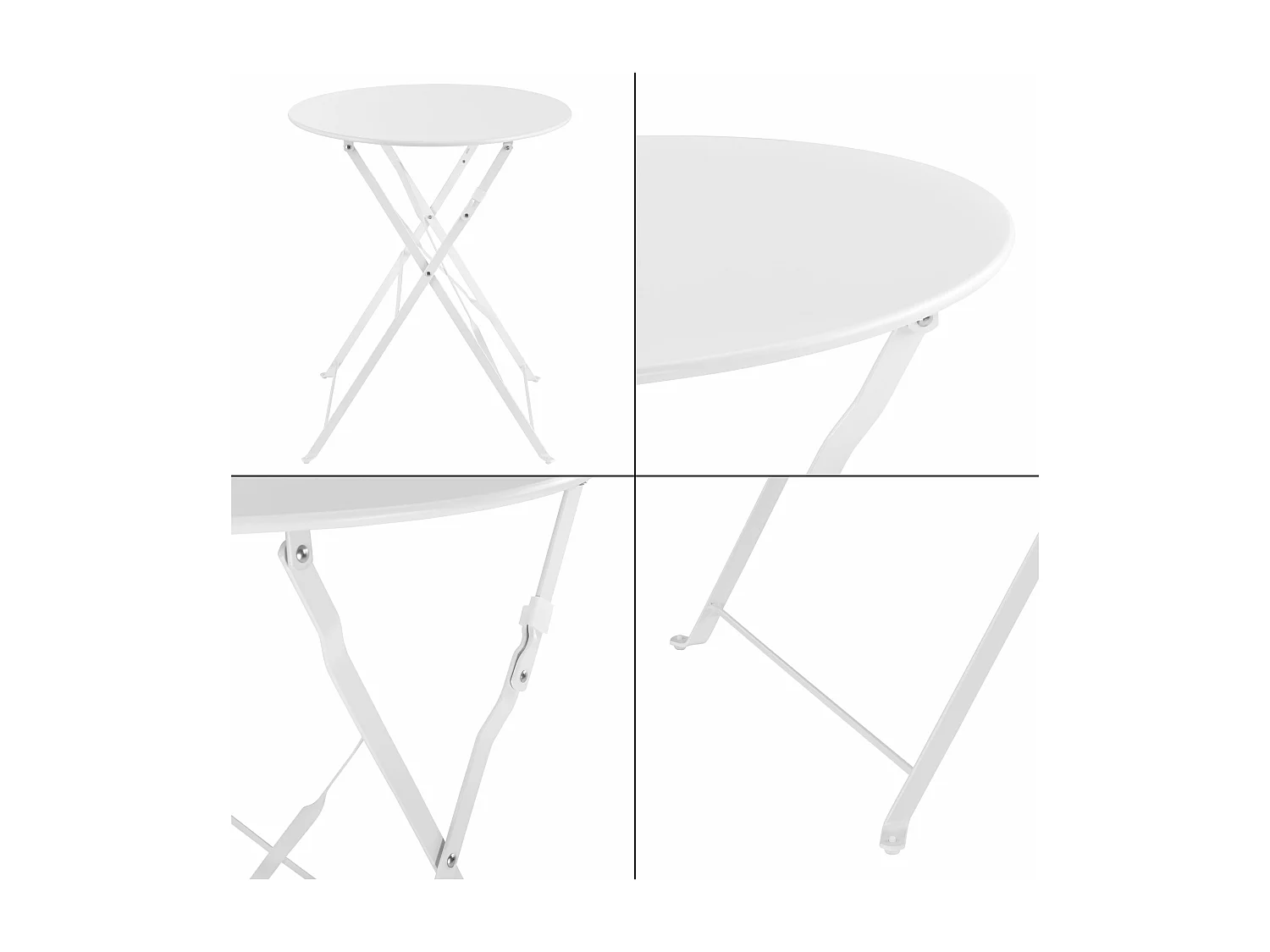 Set bistrot da giardino pieghevole Caprile acciaio bianco 03_0006937