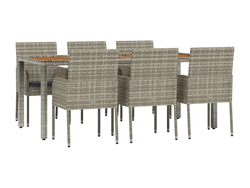 Muebles de comedor y cojines de jardín 7 piezas ratán gris 02_0014897