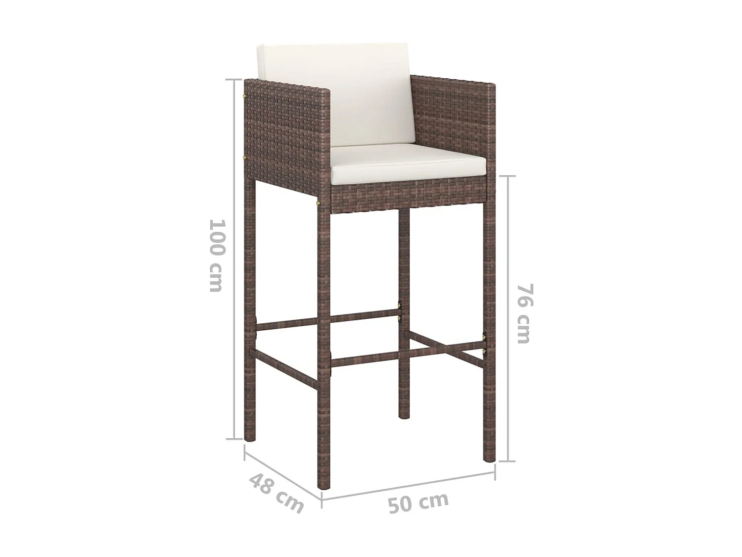 Mueble bar de jardín de 3 piezas y cojines de mimbre de resina marrón 02_0014516