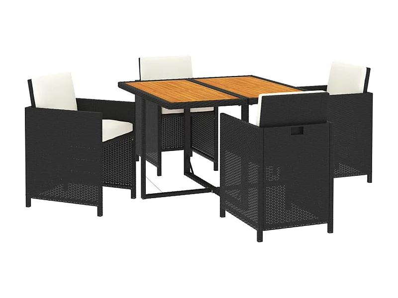 Mobili da pranzo e cuscini da giardino 5 pezzi in resina intrecciata nera 02_0014892