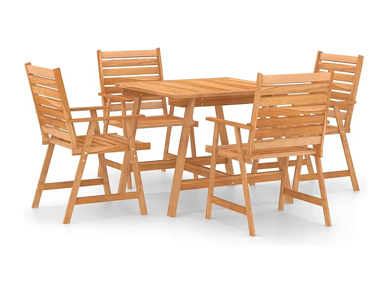 Conjunto de jantar de jardim 5 peças em madeira maciça de acácia 02_0014589