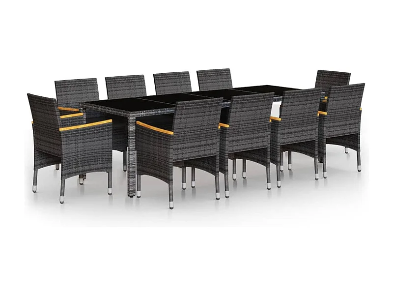 Muebles de comedor de jardín 11 piezas resina tejida gris 02_0014742