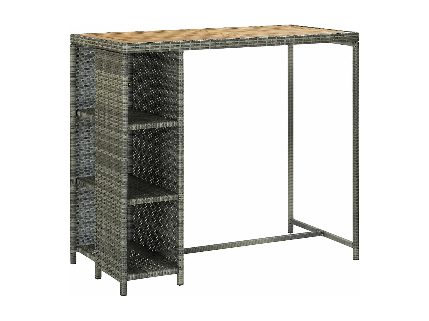 Mueble bar de jardín de 5 piezas y cojines de resina tejida gris 02_0014501