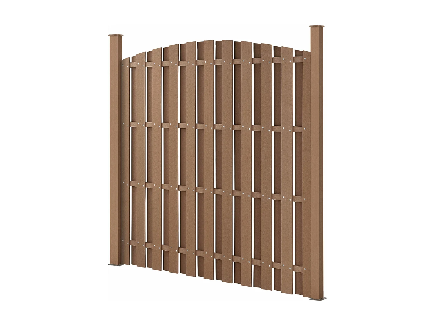 Set di 3 pezzi di recinzione barriera privacy in legno composito WPC semicerchio arrotondato 185 x 562 cm marrone 03_0006594