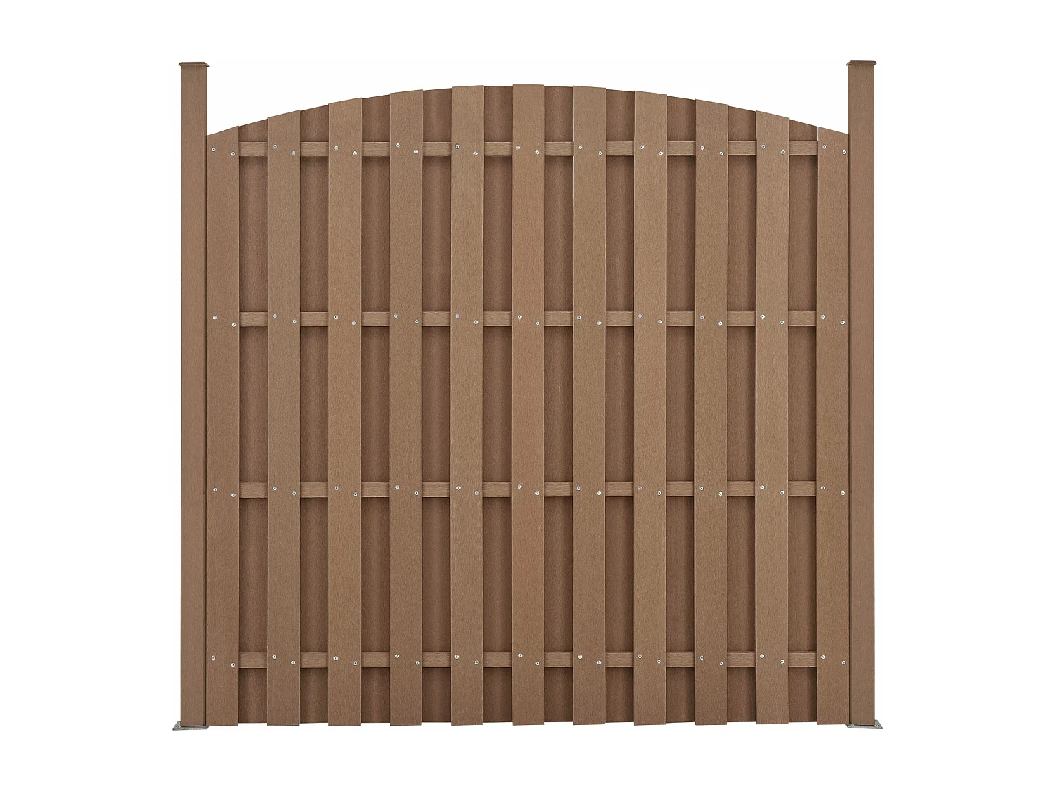 Set di 3 pezzi di recinzione barriera privacy in legno composito WPC semicerchio arrotondato 185 x 562 cm marrone 03_0006594