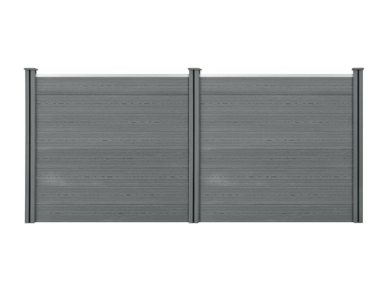 Recinzione da giardino con protezione privacy con 4 pali in assi di legno composito WPC 165 x 314 cm grigio 03_0006581