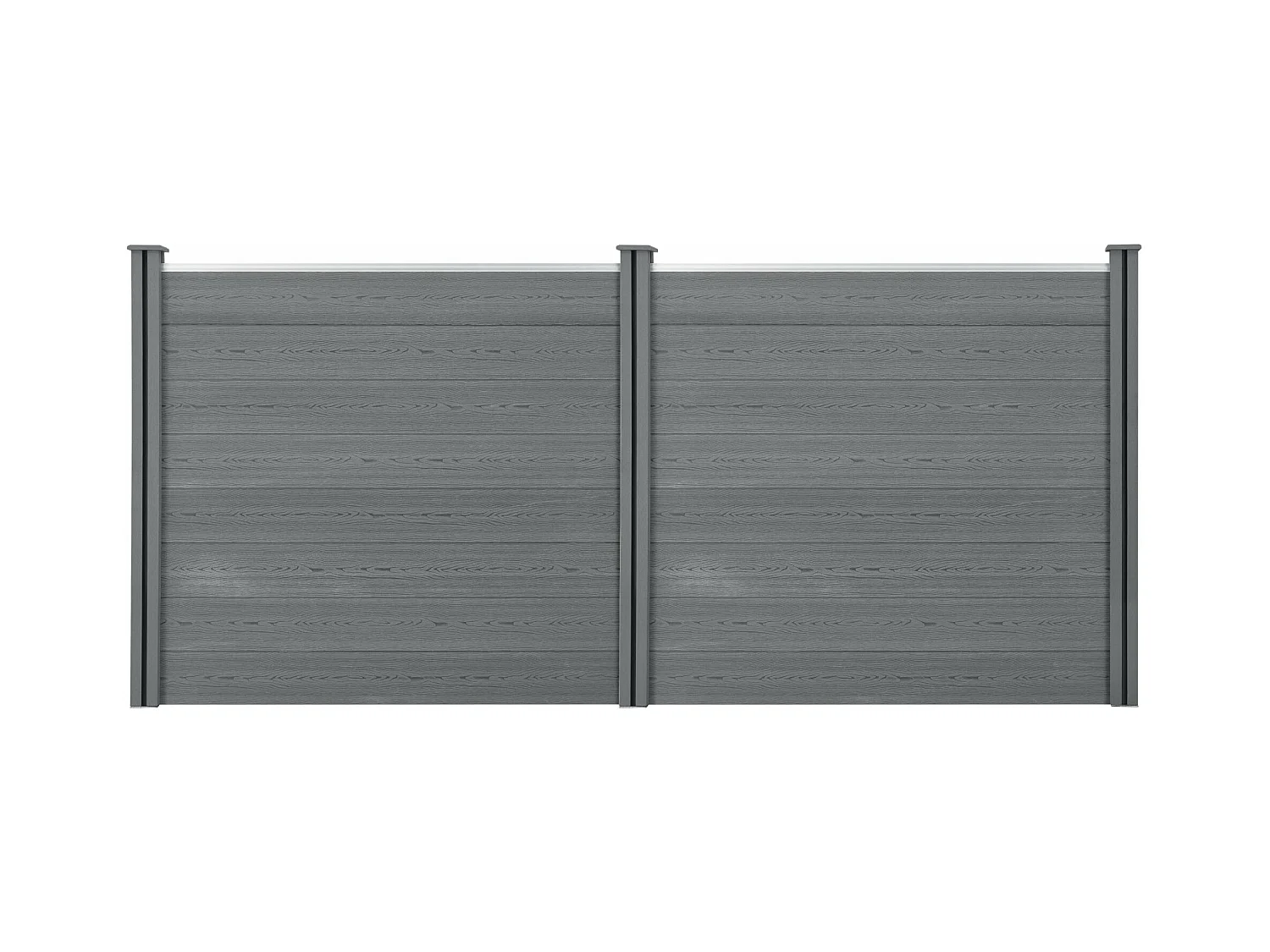 Vallas de protección visual para jardín con 4 postes de tablones de madera compuesta de WPC 165 x 314 cm gris 03_0006581