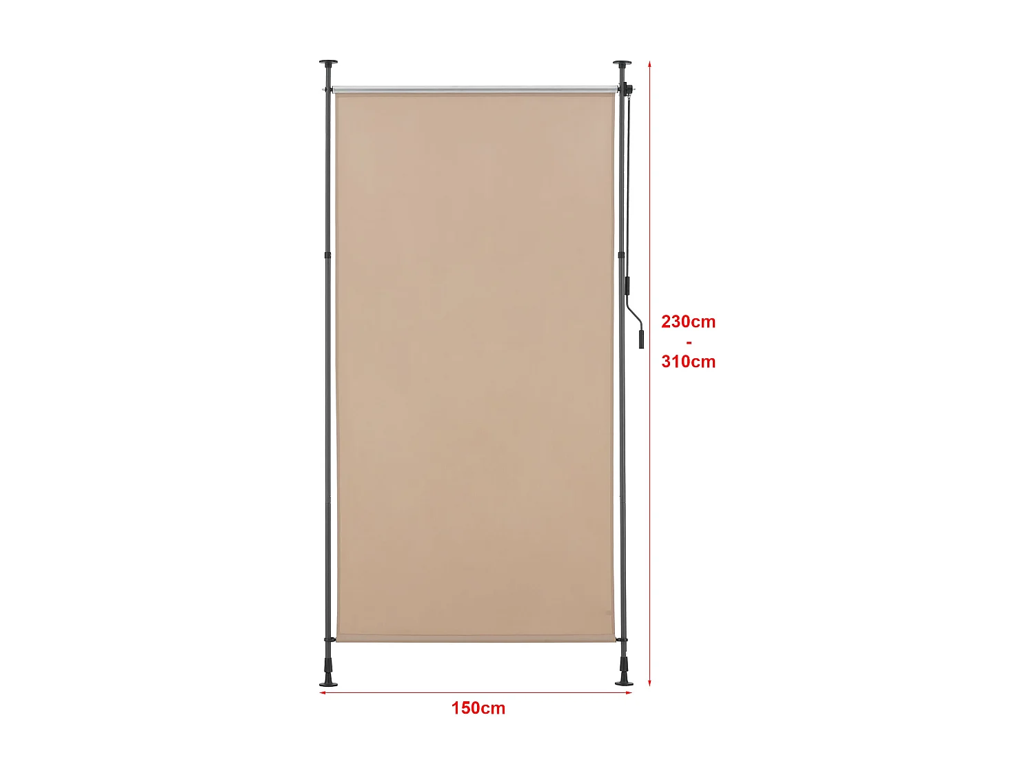 Estore exterior com barras telescópicas sem furar 134 x 270 x 310 cm areia 03_0006568