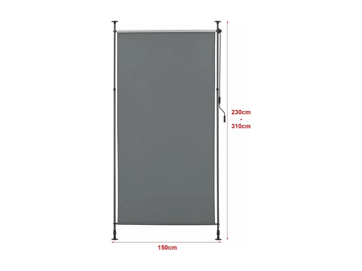 Estore exterior com barras telescópicas sem furação 134 x 270 x 310 cm cinza escuro 03_0006567