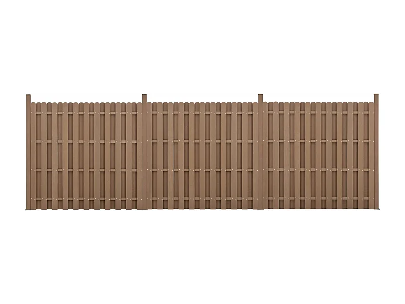 kit 3 recinzioni barriera privacy in legno composito (WPC) marrone 185 x 562 cm 03_0006605