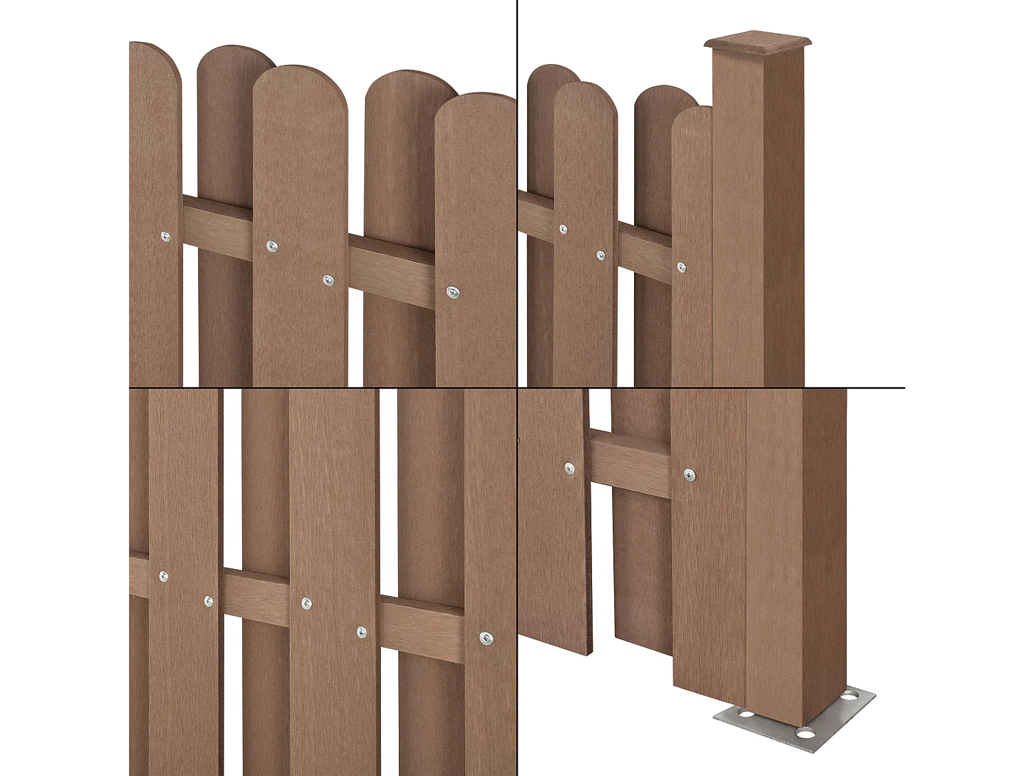 kit de 3 cercas de barreira de privacidade em madeira composta (WPC) marrom 185 x 562 cm 03_0006605