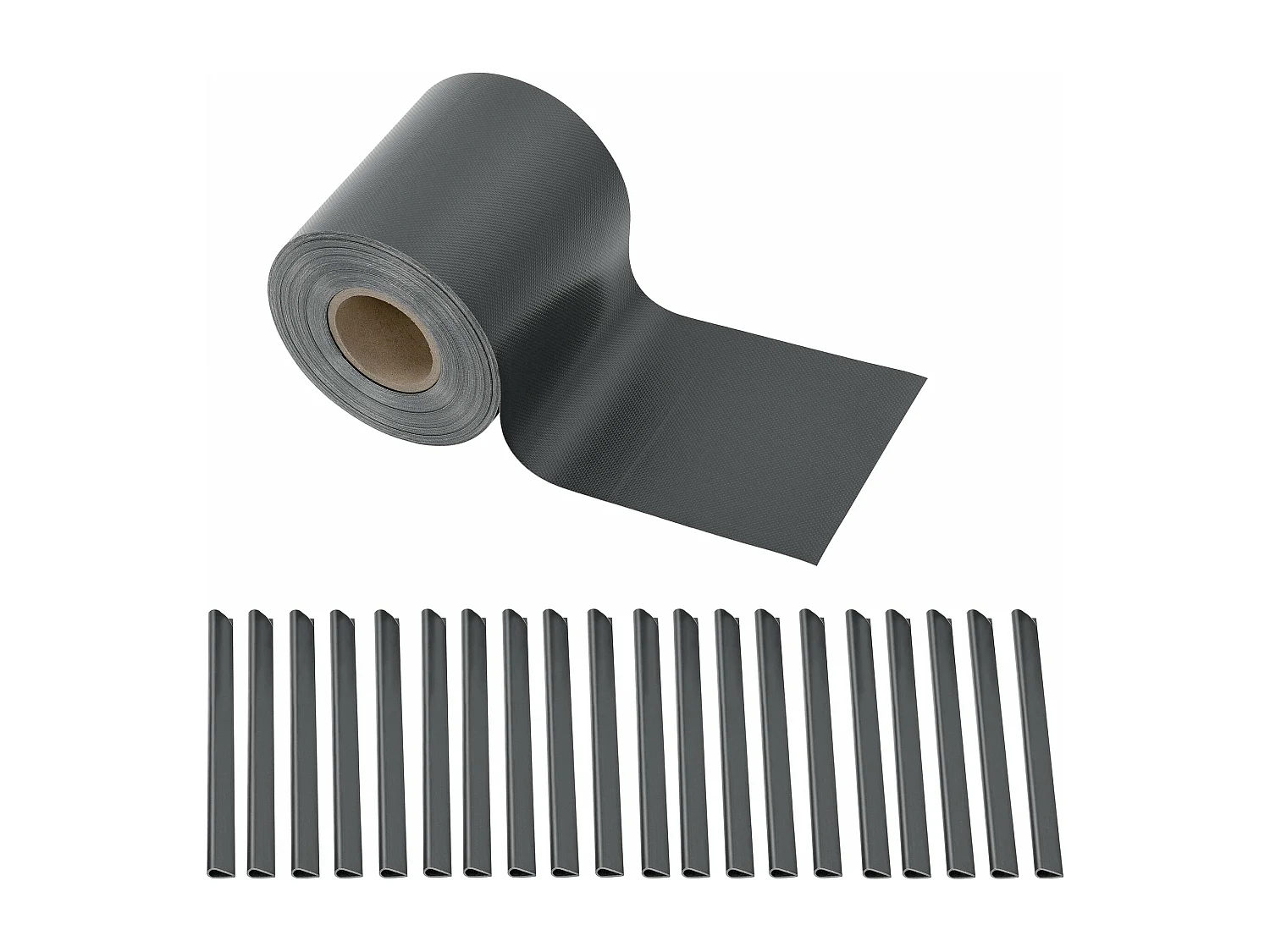 Set 4 strisce frangivista in PVC 140 m x 19 cm 26,6 m² grigio antracite ral 7016 03_0006599