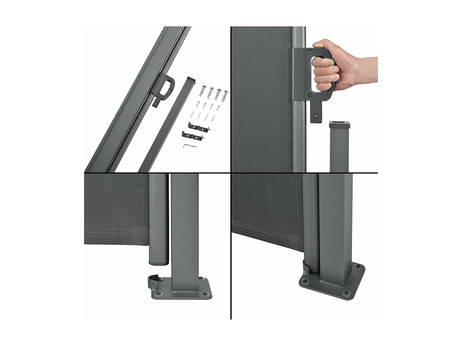 Tenda per balcone laterale acciaio poliestere 180 x 300 cm antracite 03_0006576