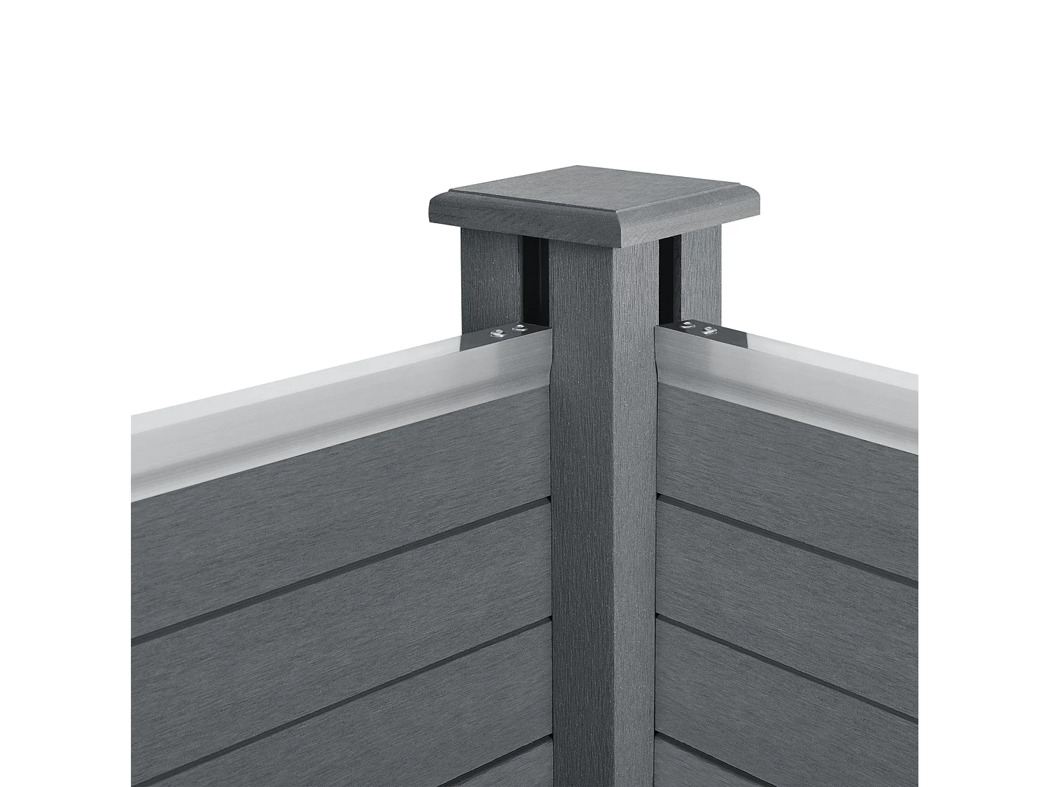 Recinzione da giardino con protezione privacy con 6 pali in assi di legno composito WPC 165 x 770 cm grigio 03_0006583