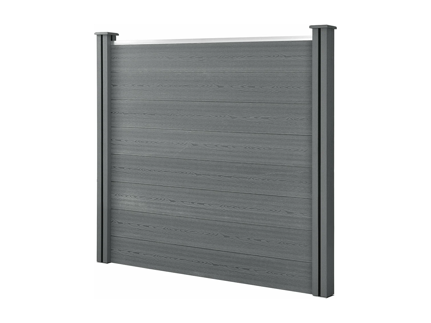 Recinzione da giardino con protezione privacy con 6 pali in assi di legno composito WPC 165 x 770 cm grigio 03_0006583