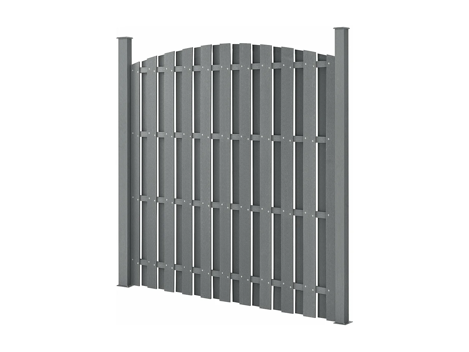 5 peças de cerca de barreira de privacidade de madeira composta WPC semicírculo arredondado 185 x 932 cm cinza 03_0006597