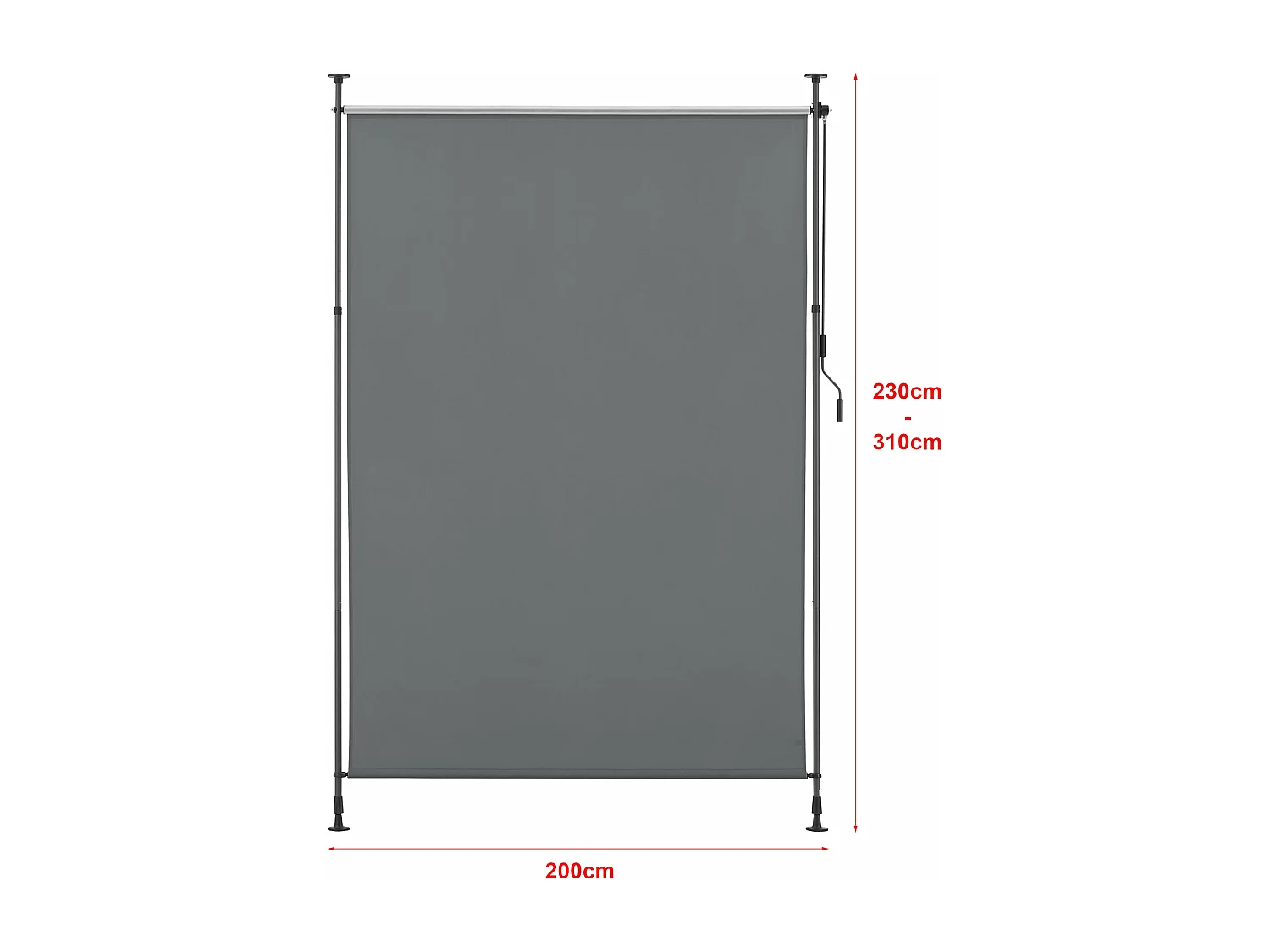 Estore exterior com barras telescópicas sem furação 184 x 270 x 310 cm cinza escuro 03_0006569