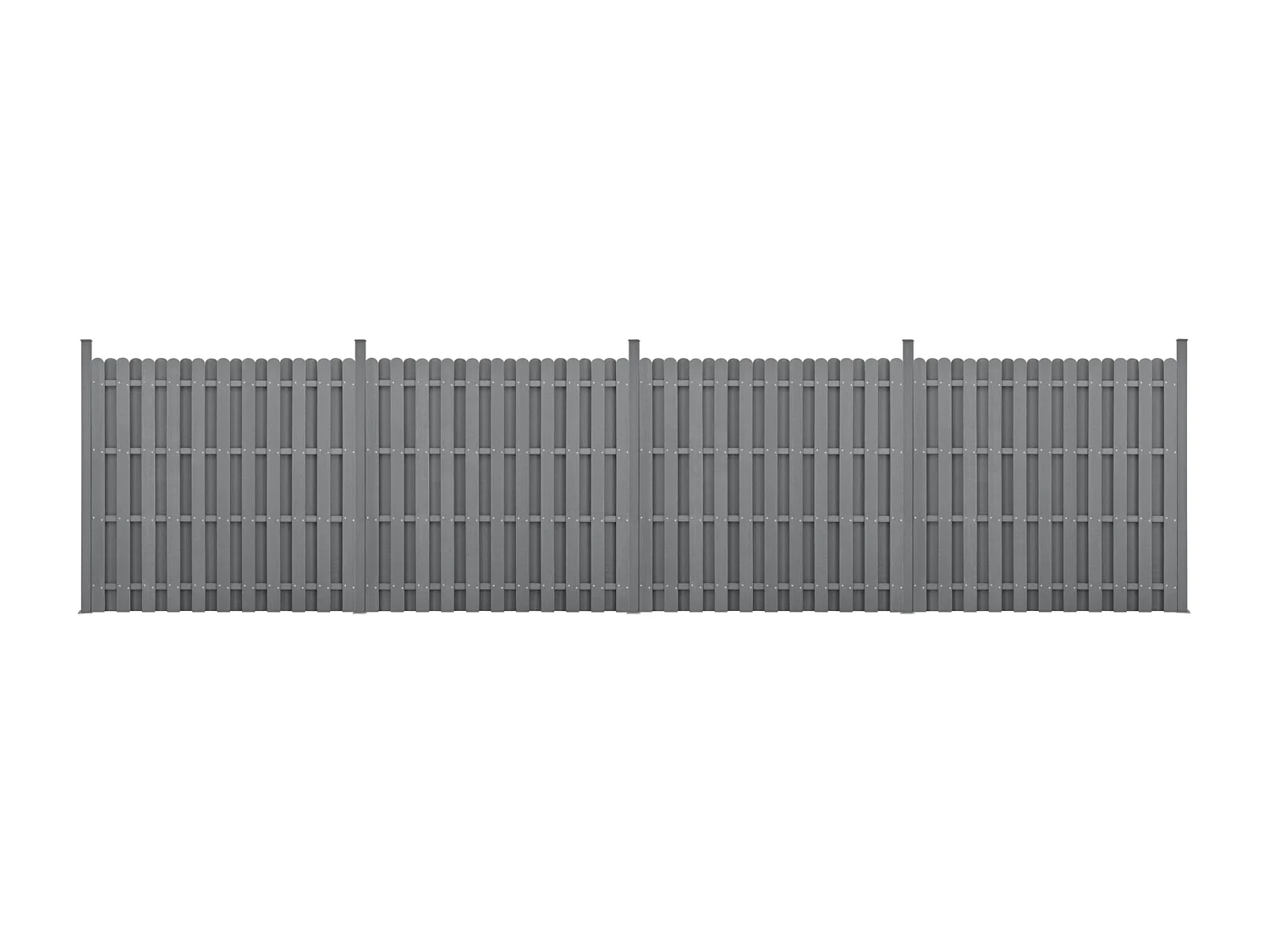 kit de 4 cercas de barreira de privacidade em madeira composta (WPC) cinza 185 x 747 cm 03_0006589