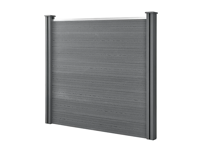 Recinzione per privacy da giardino con 2 montanti, tavole in legno composito WPC, 165 x 162 cm, grigio 03_0006580