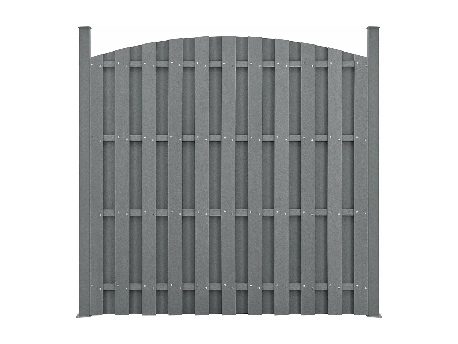 3 pezzi di recinzione barriera privacy in legno composito WPC semicerchio arrotondato 185 x 562 cm grigio 03_0006595