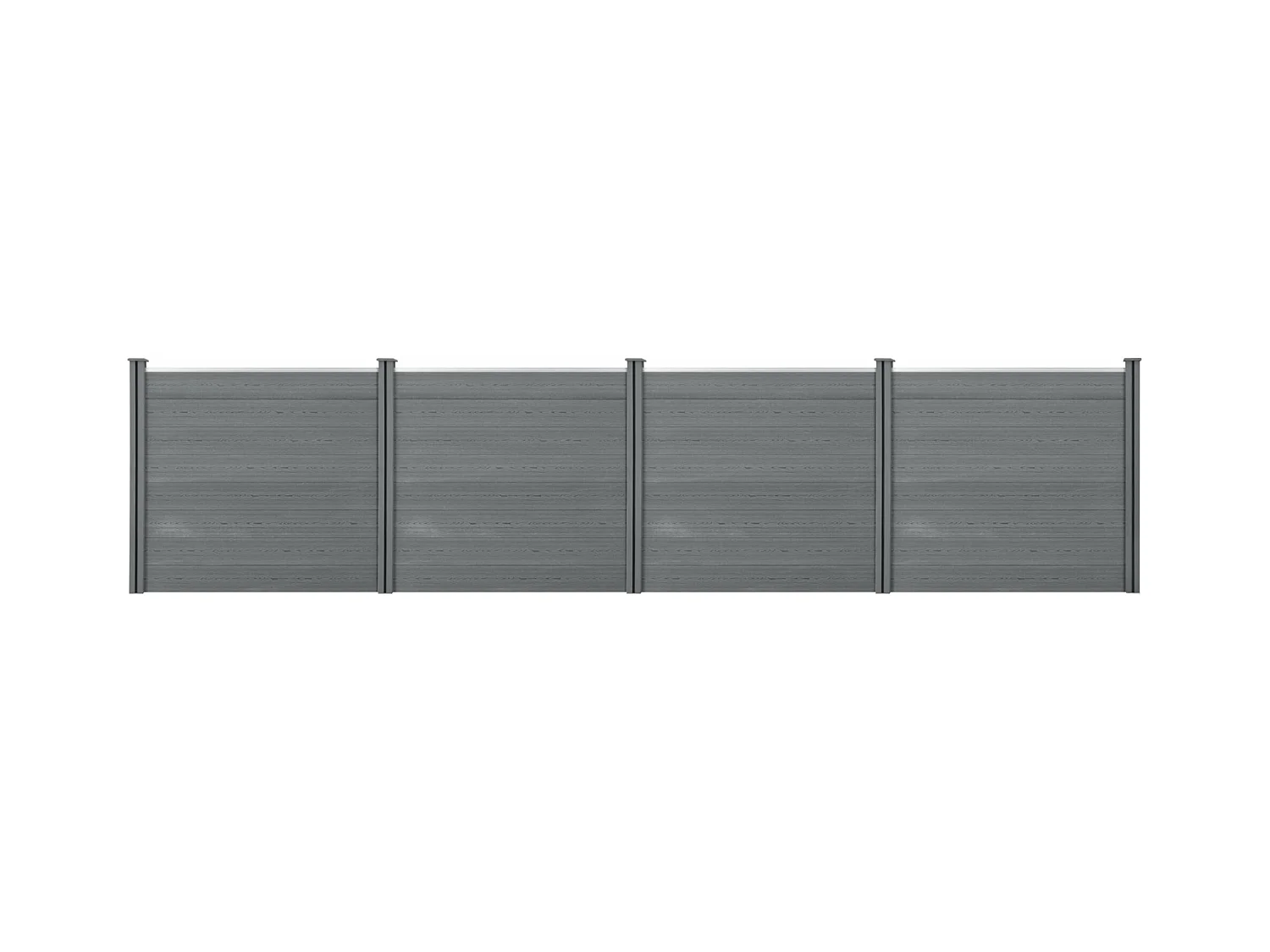 Vallas de protección visual para jardín con 6 postes de tablones de madera compuesta de WPC 165 x 618 cm gris 03_0006582