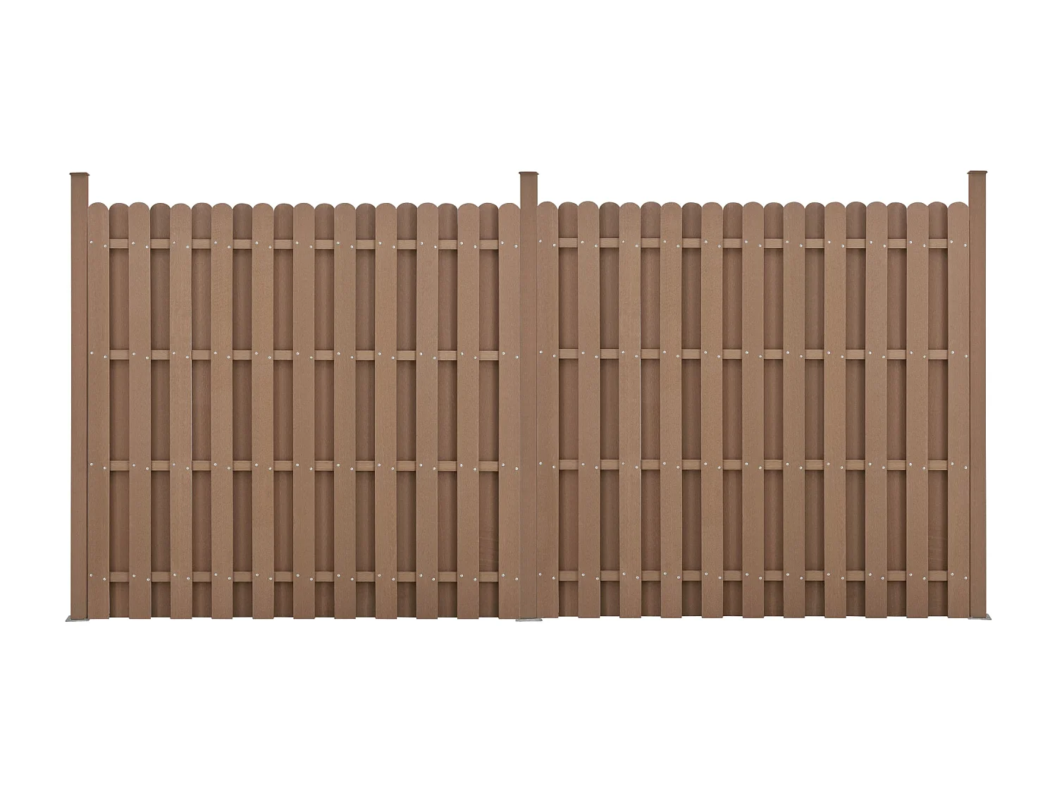 kit de 2 cercas de barreira de privacidade em madeira composta (WPC) marrom 185 x 376 cm 03_0006603