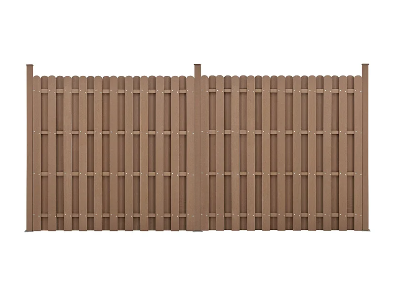 kit de 2 vallas de barrera de privacidad de madera compuesta (WPC) marrón 185 x 376 cm 03_0006603