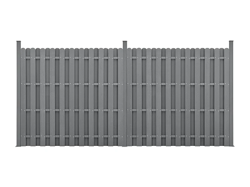 kit 2 recinzioni barriera privacy in legno composito (WPC) grigio 185 x 376 cm 03_0006604