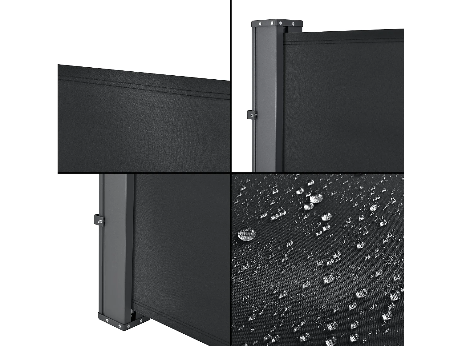 Tenda per balcone laterale acciaio poliestere 180 x 300 cm nero 03_0006578