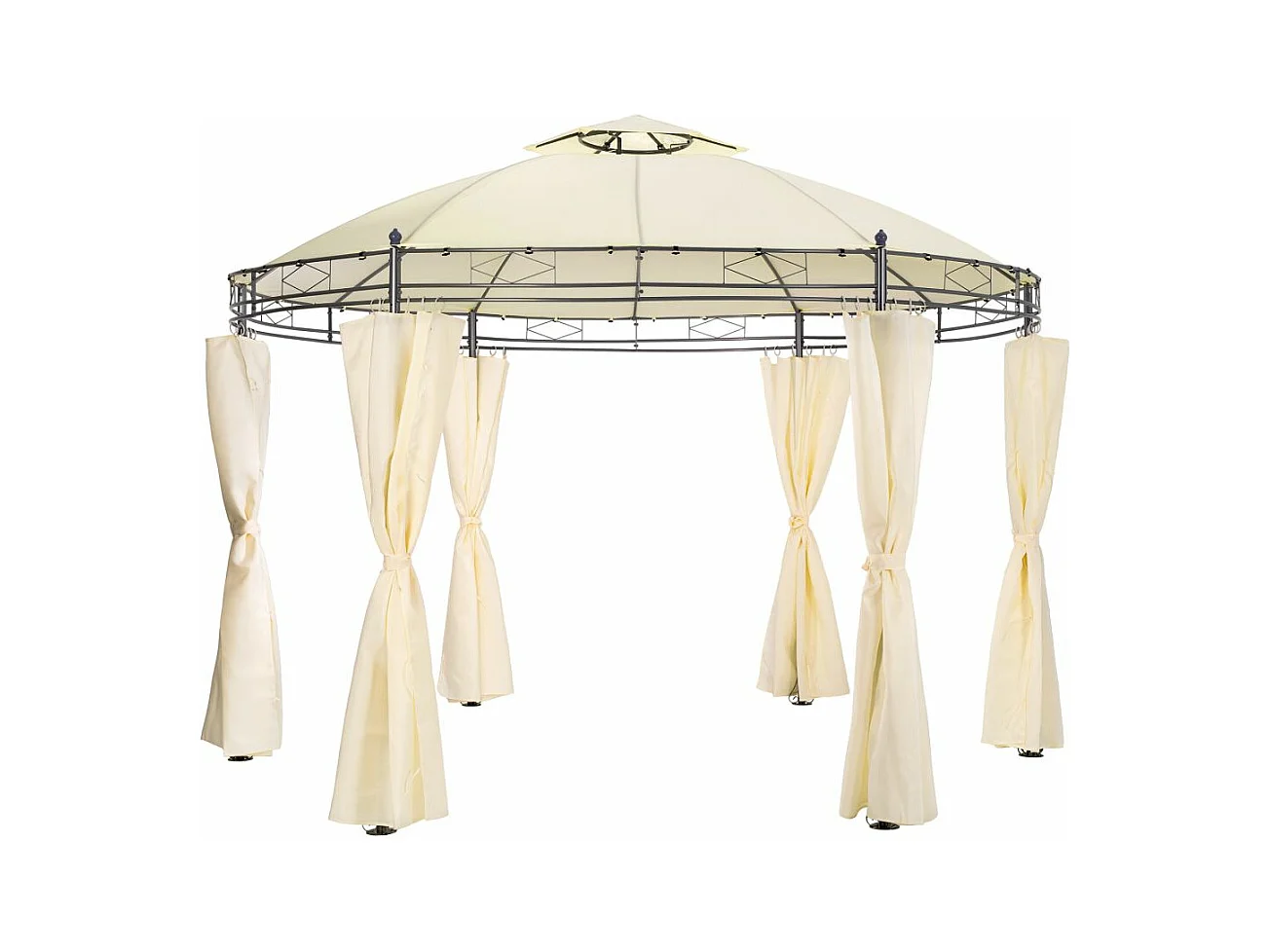 Casetta da giardino pergolato diametro 3,5 m crema 2208175