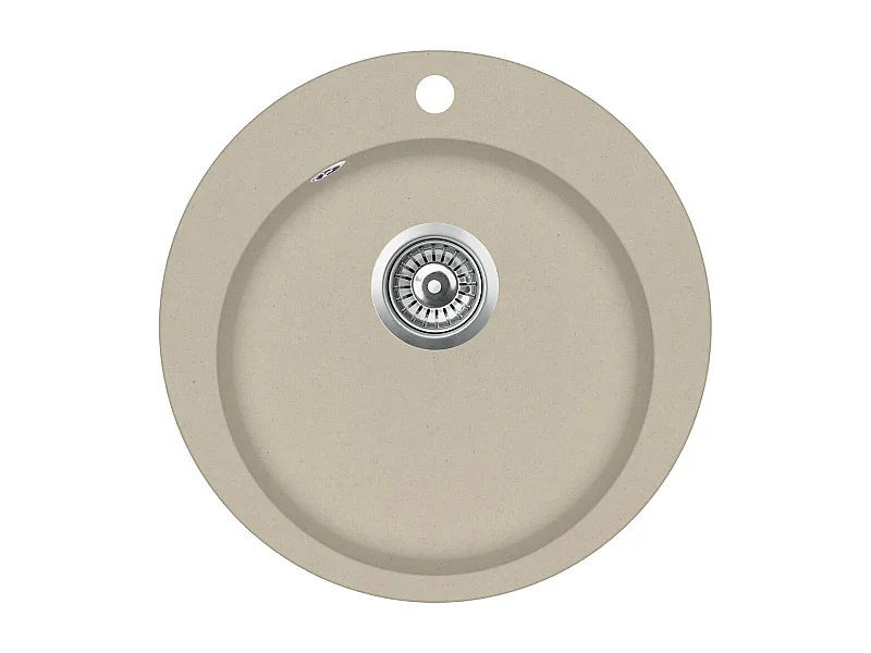 Pia de cozinha única redonda 50,5 cm granito bege 02_0002349