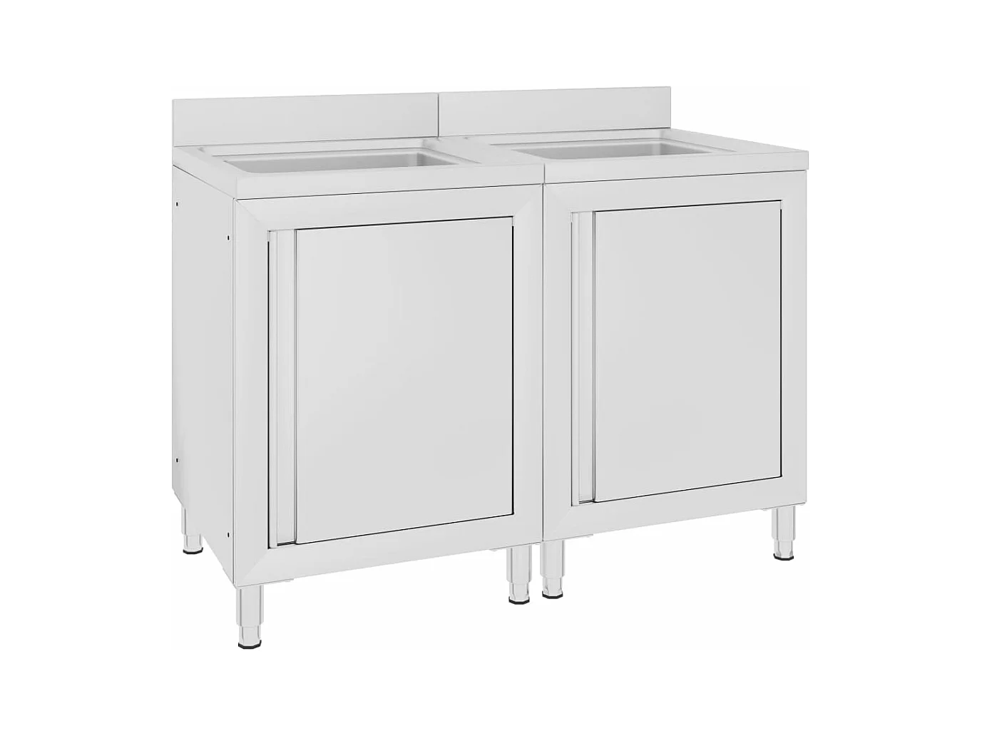 Conjunto de 2 pias de cozinha comerciais 96 cm em aço inoxidável 02_0000725