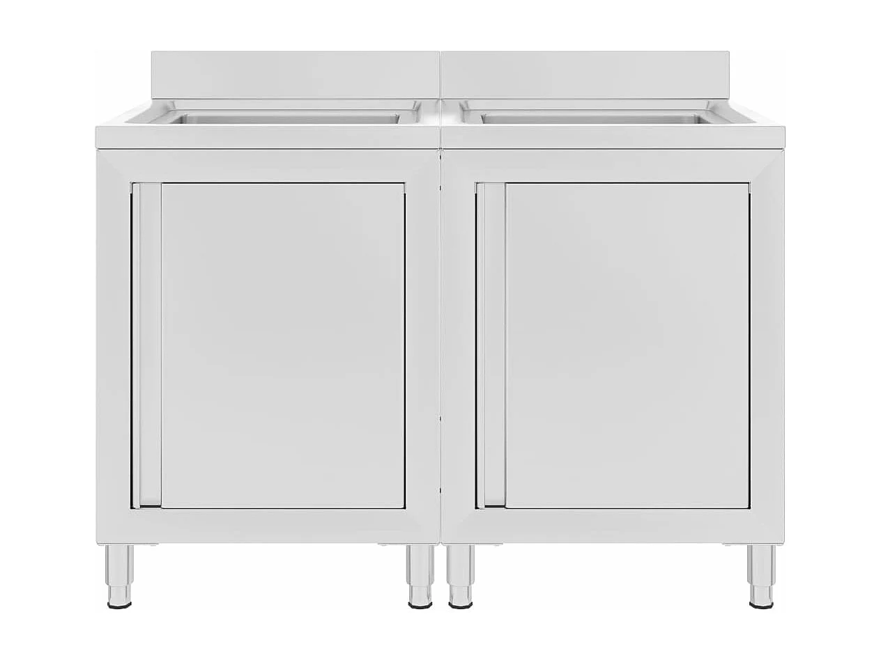 Juego de 2 fregaderos de cocina profesionales de 96 cm de acero inoxidable 02_0000725