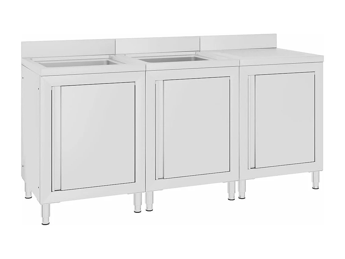 Évier de cuisine commercial argenté 180 x 60 x 95 cm 02_0000720