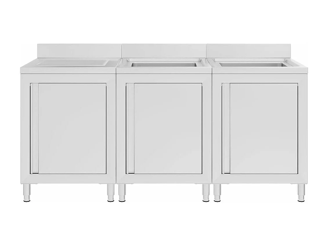 Évier de cuisine commercial argenté 180 x 60 x 95 cm 02_0000720