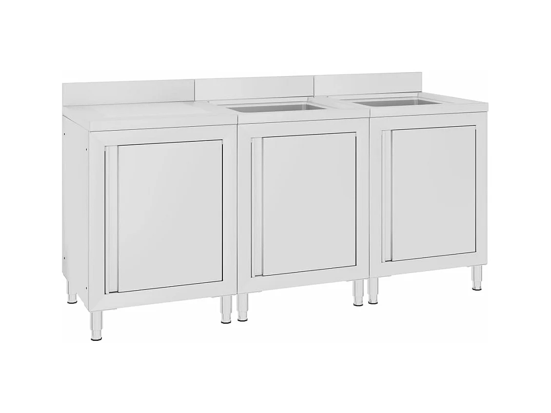 Pia de cozinha comercial 180 x 60 x 96 cm aço inoxidável 02_0000720