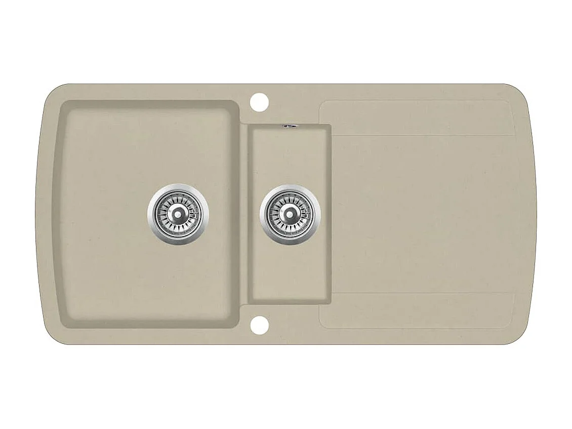 Pia de cozinha com lavatório duplo 96 x 50 cm granito bege 02_0002339
