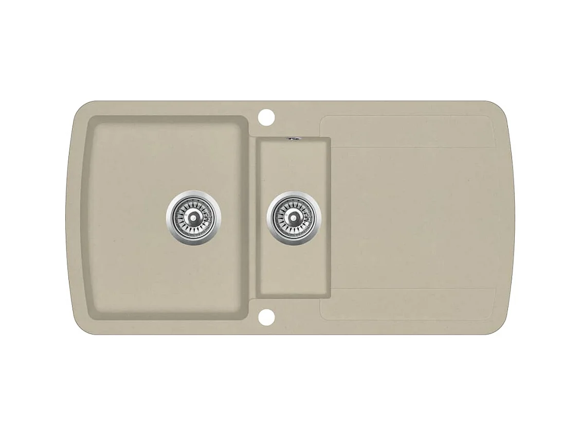 Évier de cuisine double beige 90 x 31 x 50 cm 02_0002339