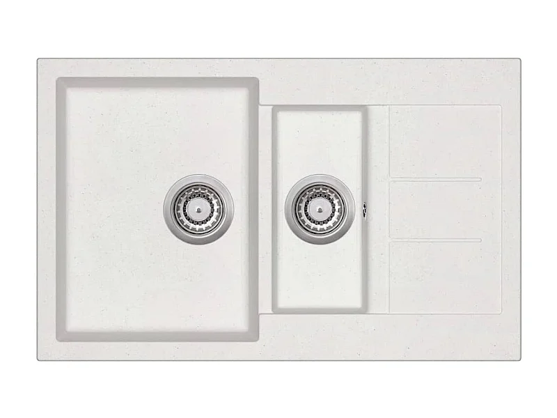 Lavello cucina doppia vasca 80 x 50 cm granito bianco 02_0002344