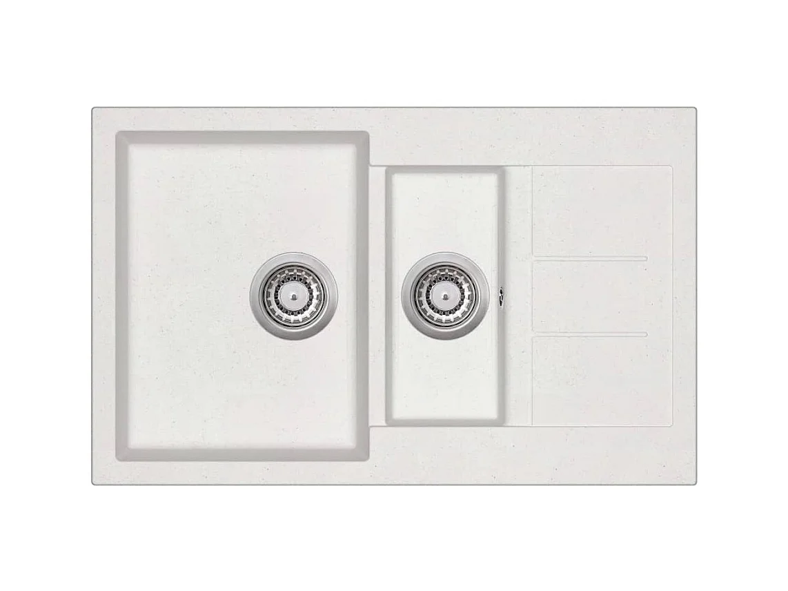 Évier de cuisine double blanche 80 x 50 x 30.6 cm 02_0002344