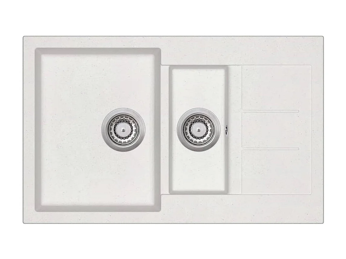 Lavello cucina doppia vasca 80 x 50 cm granito bianco 02_0002344