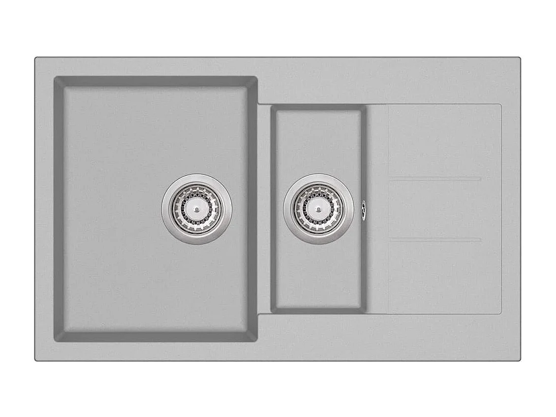 Pia de cozinha de granito cinza com cuba dupla 02_0002320