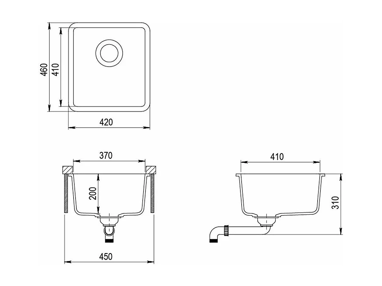 Évier de cuisine en grise 42 x 46 x 31 cm 02_0002330
